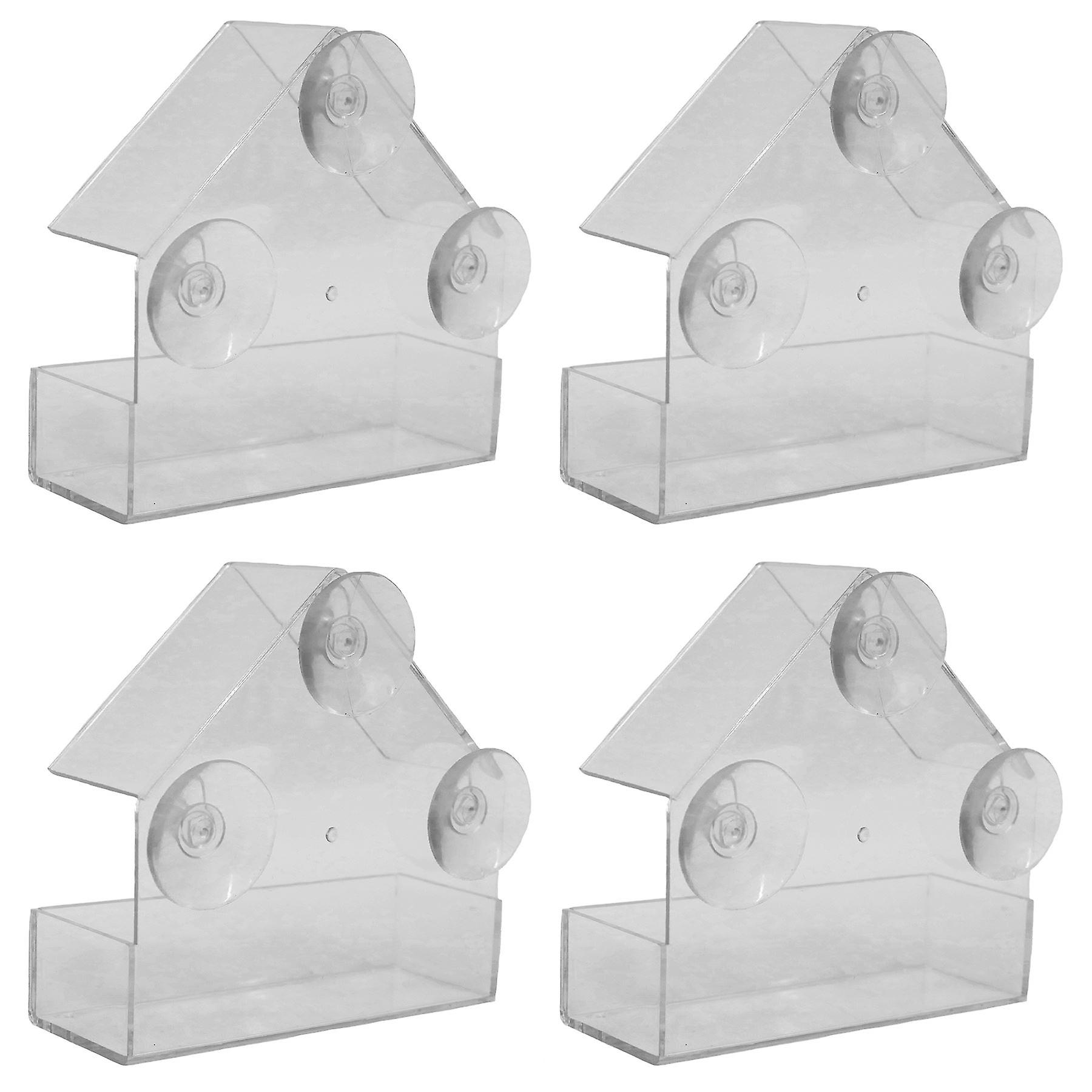 Hanging Window Wild Bird Feeder Table Clear Viewing Perspex 3 Suction Pads 4pk