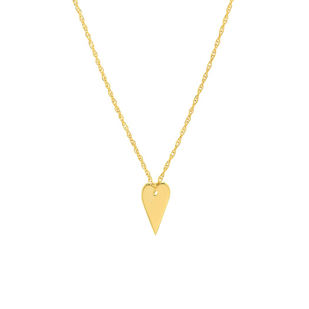 Colar ajustável com pingente de coração em ouro amarelo 14k, 45 cm (18 polegadas), para mulheres.