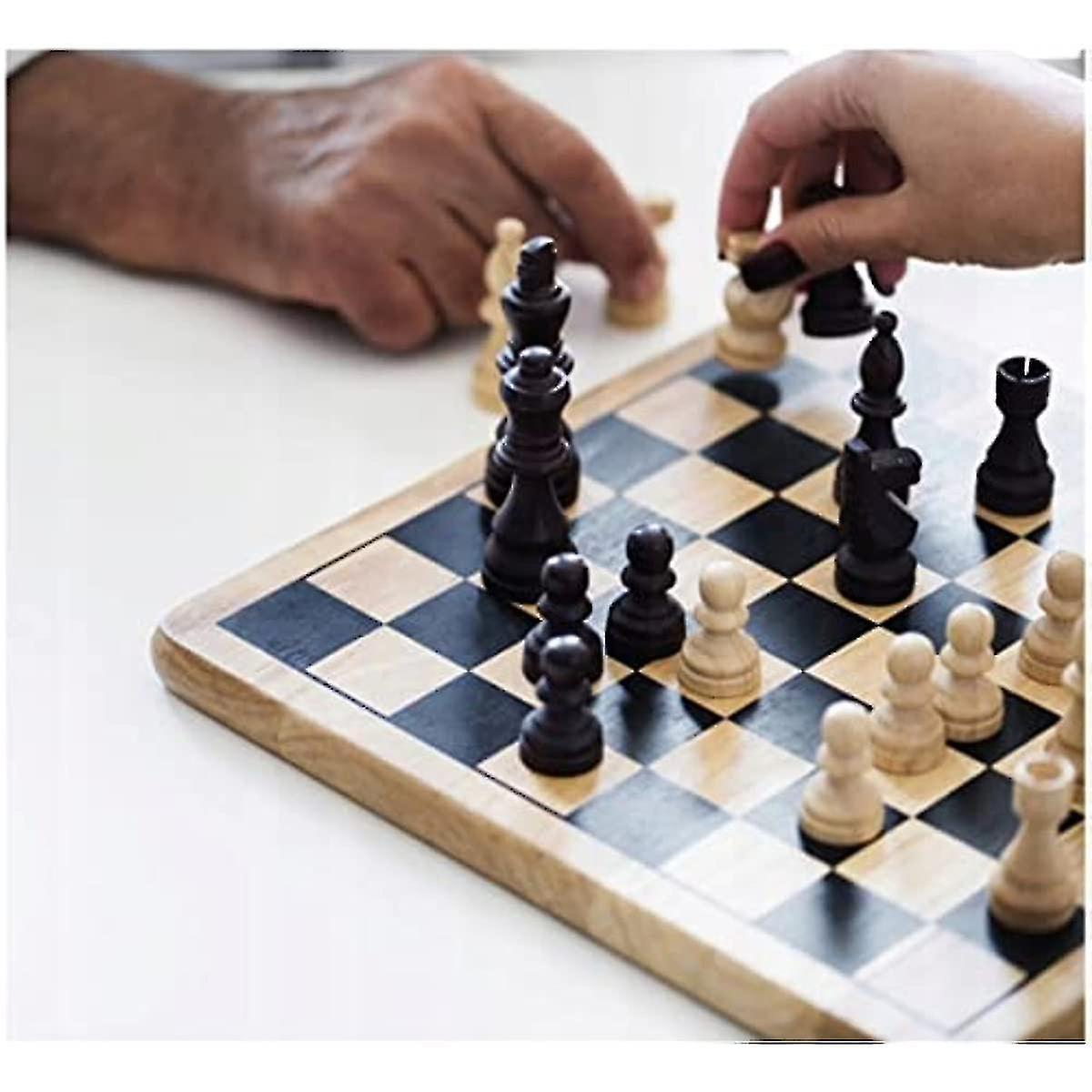 Wooden Folding Chess Board + Chess 21x21cm Portable Game Travel Table