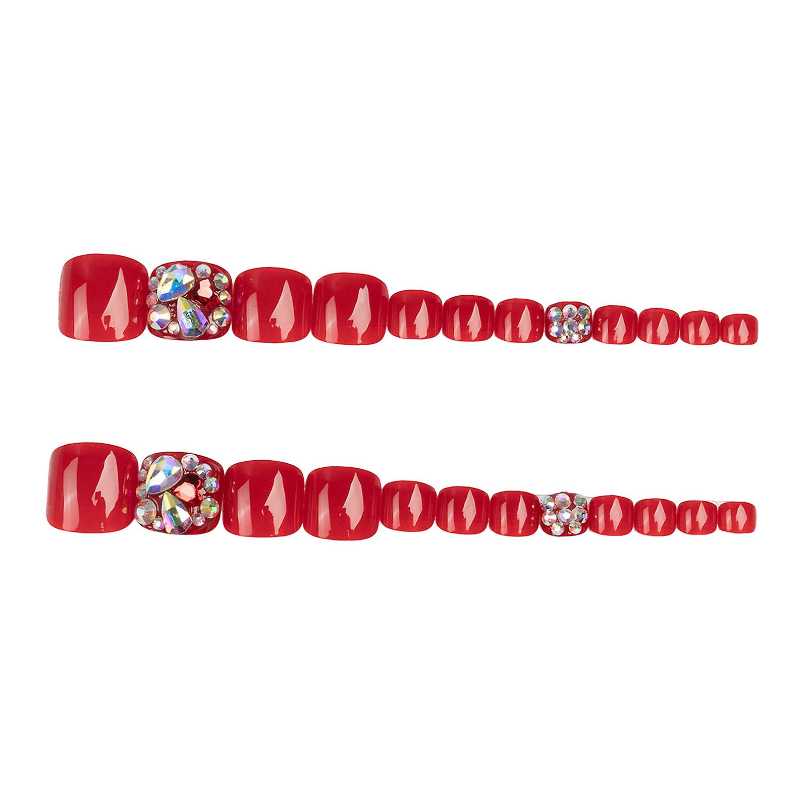 Rhinestones Decor False Press On Toenails Long Lasting Safe Material Waterproof False Nails