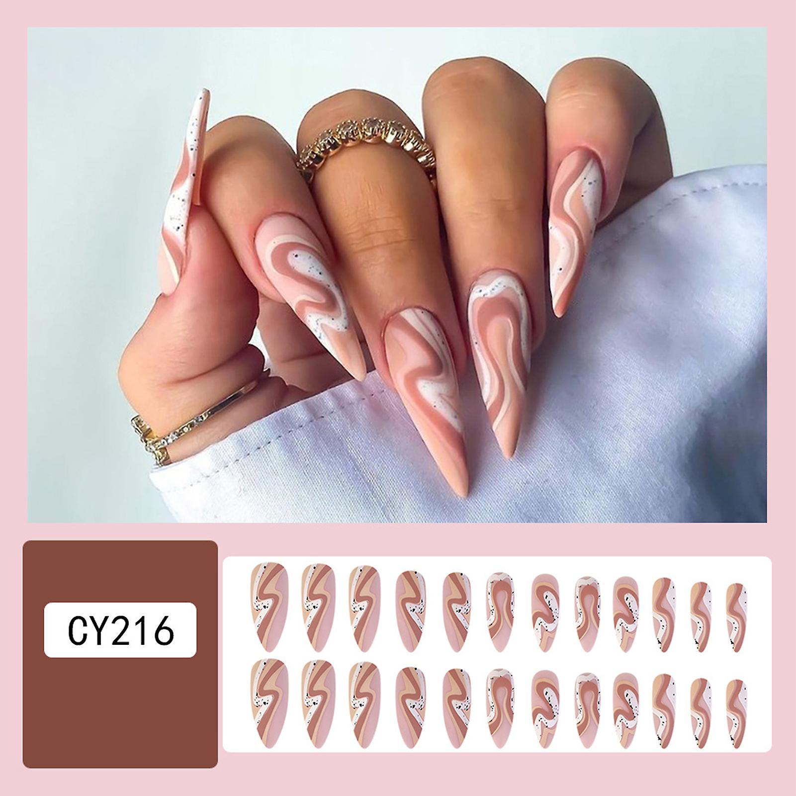 Spot Marbling Texture False Nails Recyclable Full Cover Nail Sticker