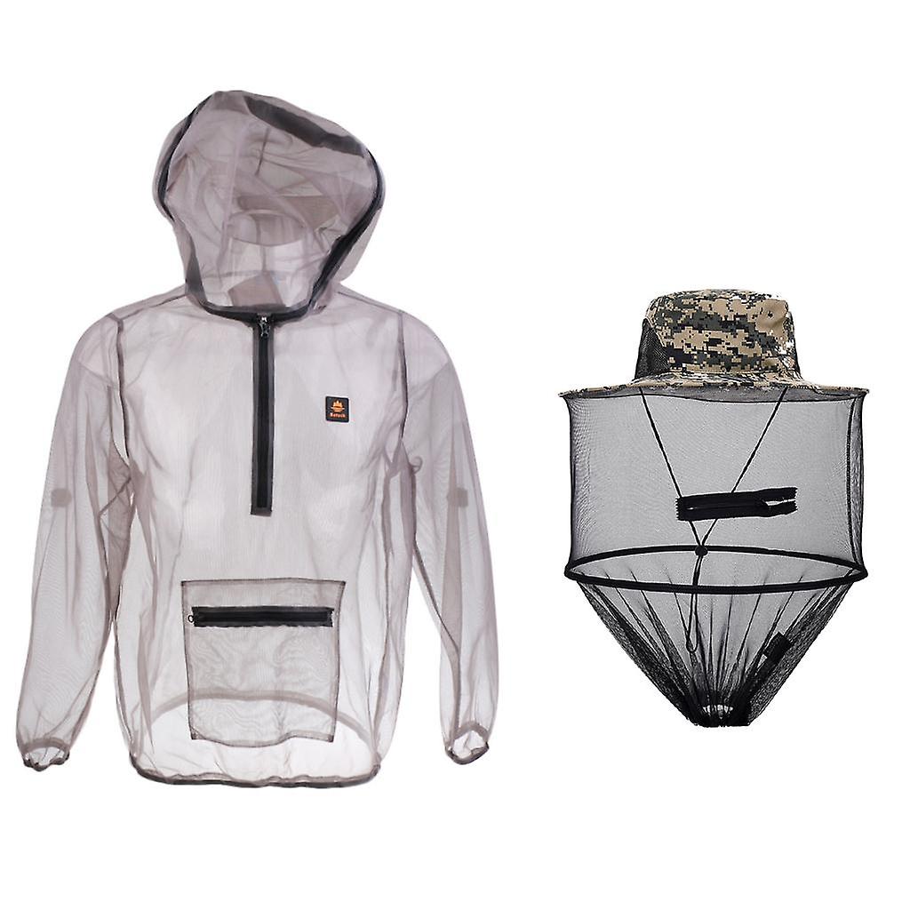 Anti-mosquito Jacket Hat Bug Suit Mesh Net Cap Mask Face Head Protectors