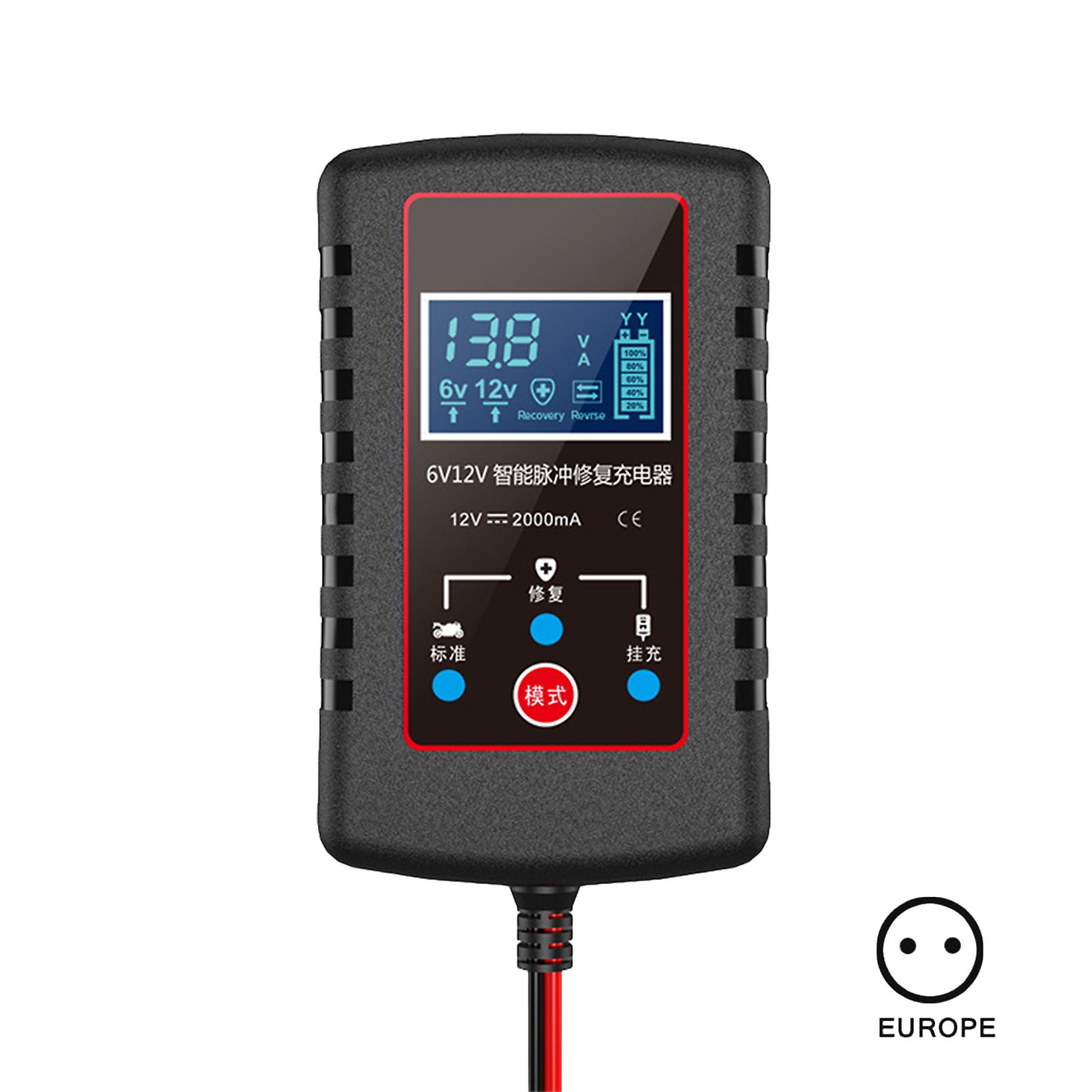 6V / 12V batterilader Digital LCD-skjerm for bil