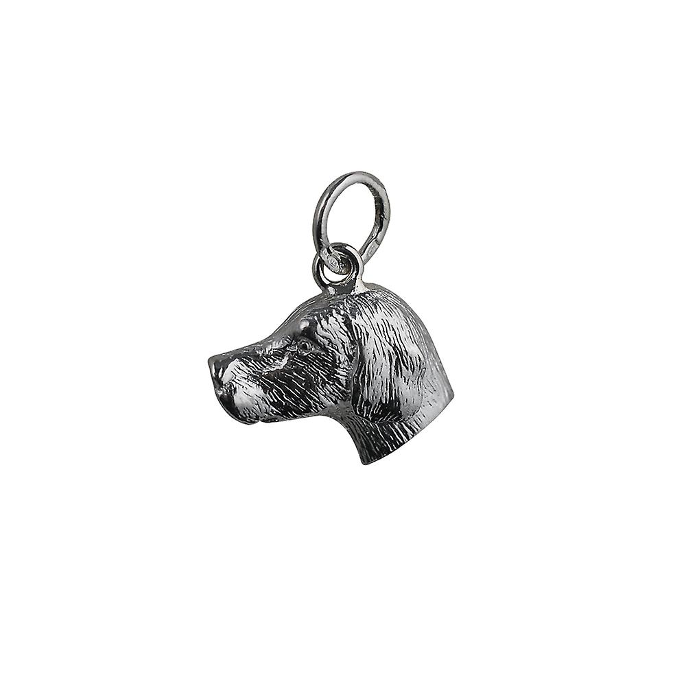 Silver 12x19mm Dog Head Pendant or Charm