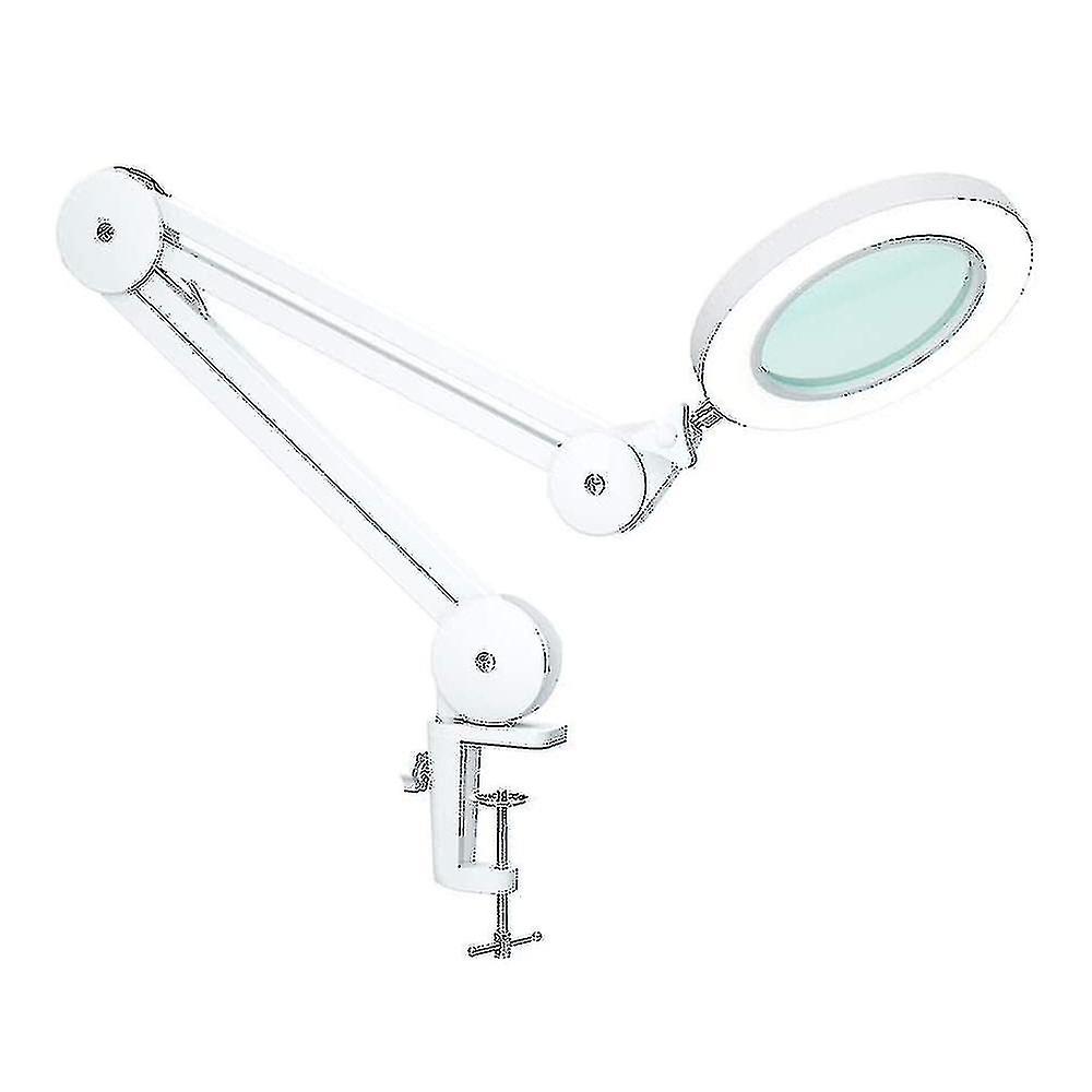 Led Magnifying Lamp, Workplace Lamp, Cosmetic Lamp, 5x Magnification High Power Work Lamp With Lens 1100 Lumens, Dimmable, Bright, With Clamp
