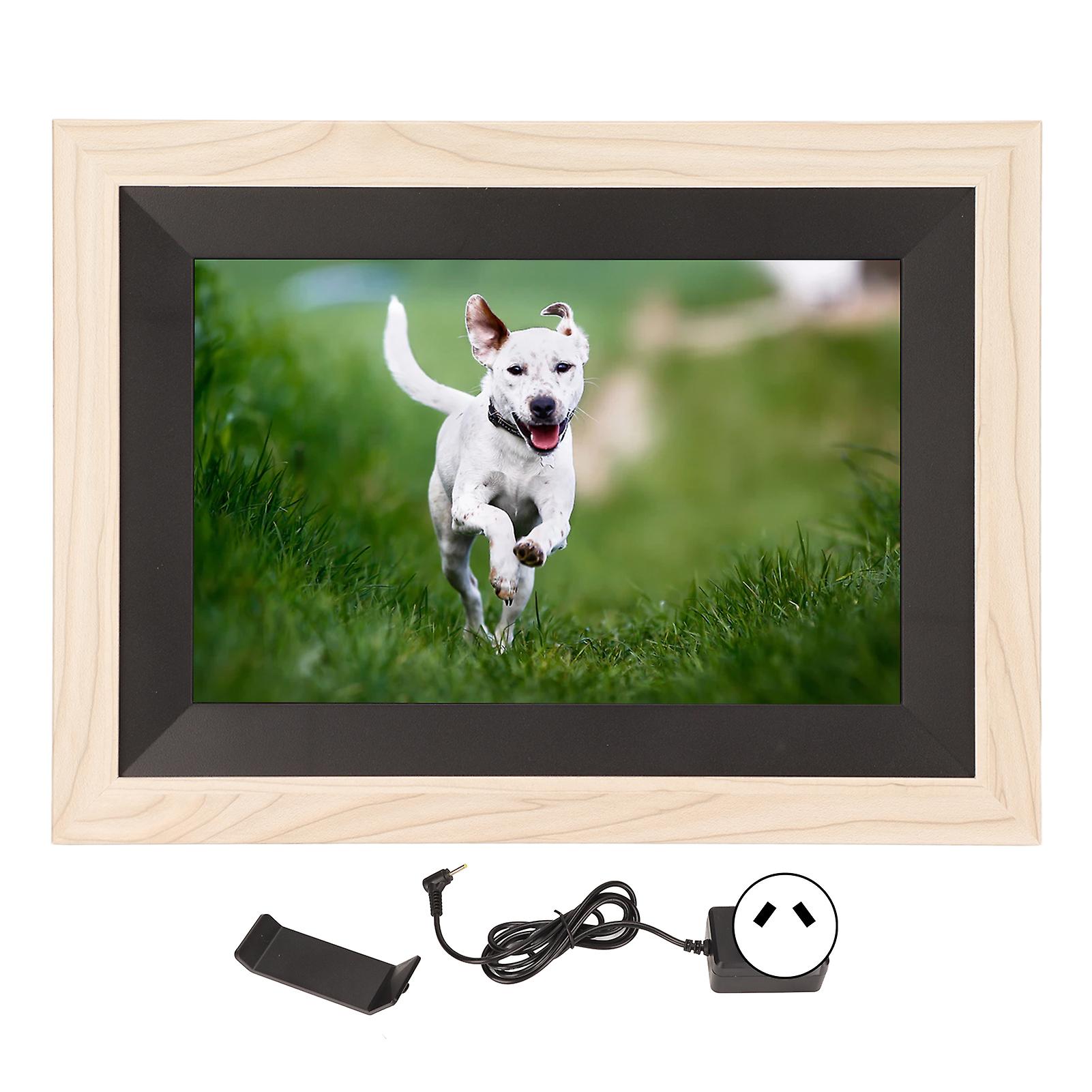 10.1 Inch Digital Photo Frame 1280x800 IPS Touch Display Screen WiFi Electronic Picture Frame with Wood Frame 100‑240V AU Plug