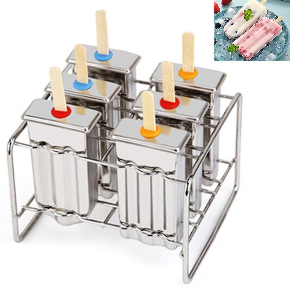 6 Gitter Edelstahl DIY Eiscremeform Eiswürfel