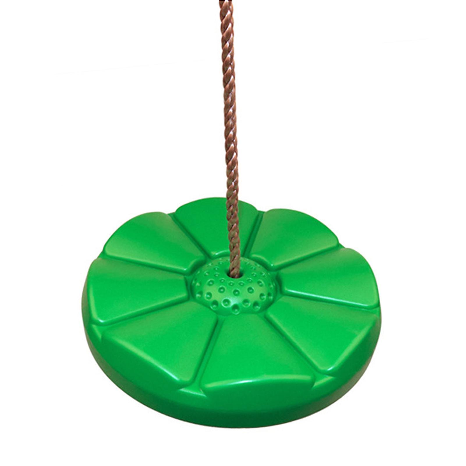 נדנדה עץ דיסק פלסטיק כבד עם חבל PE לילדים ציוד משחק חיצוני ירוק 