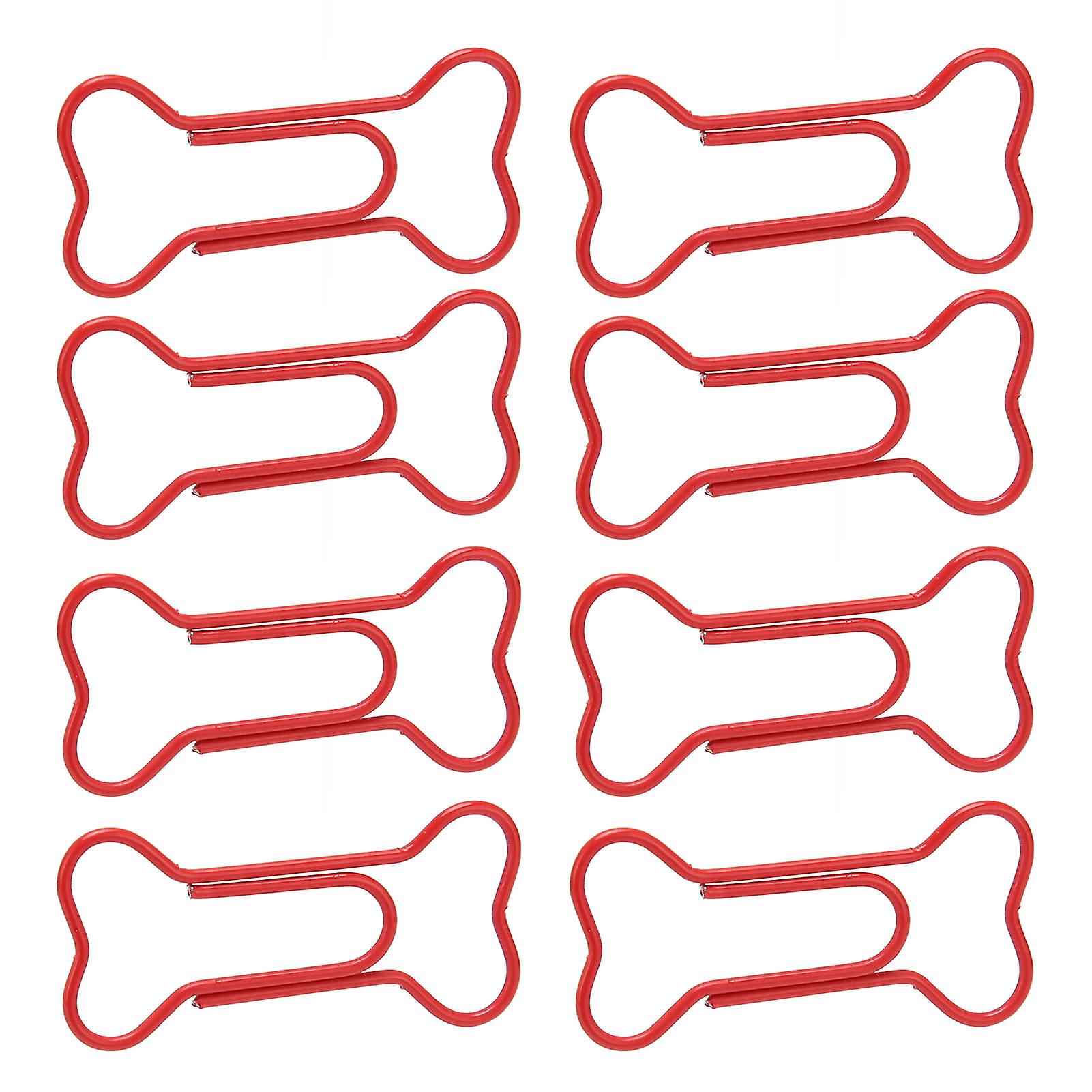 100pcs Colored Dog Bone Shape Paper Clips Black Lightweight Notebook Document Organizing Wire Bookmark Clips Red
