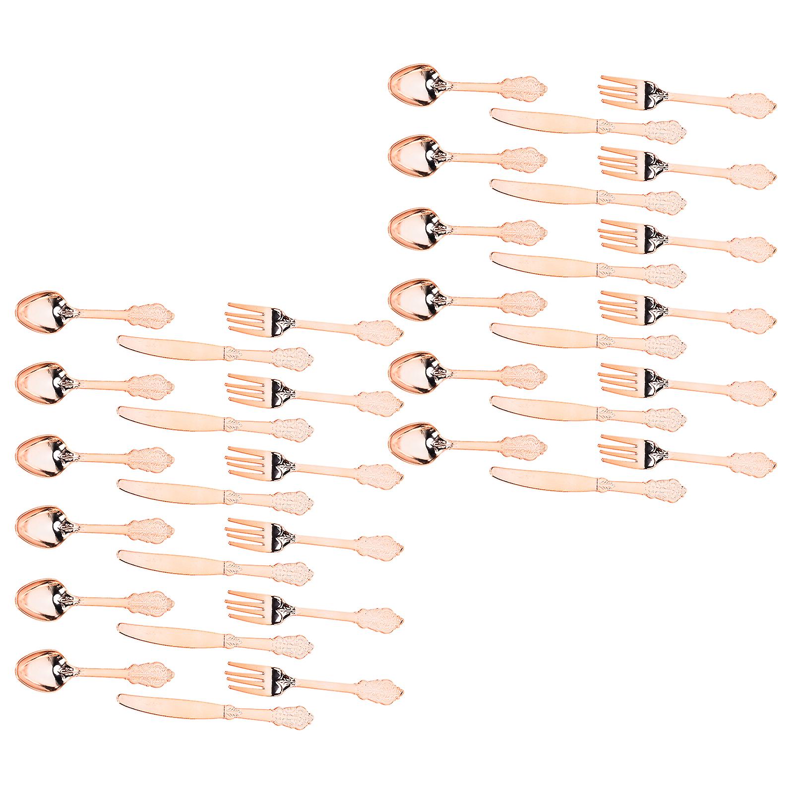36pcs Rose Gold Plastic Silverware Set - Fork, Spoon & Knife