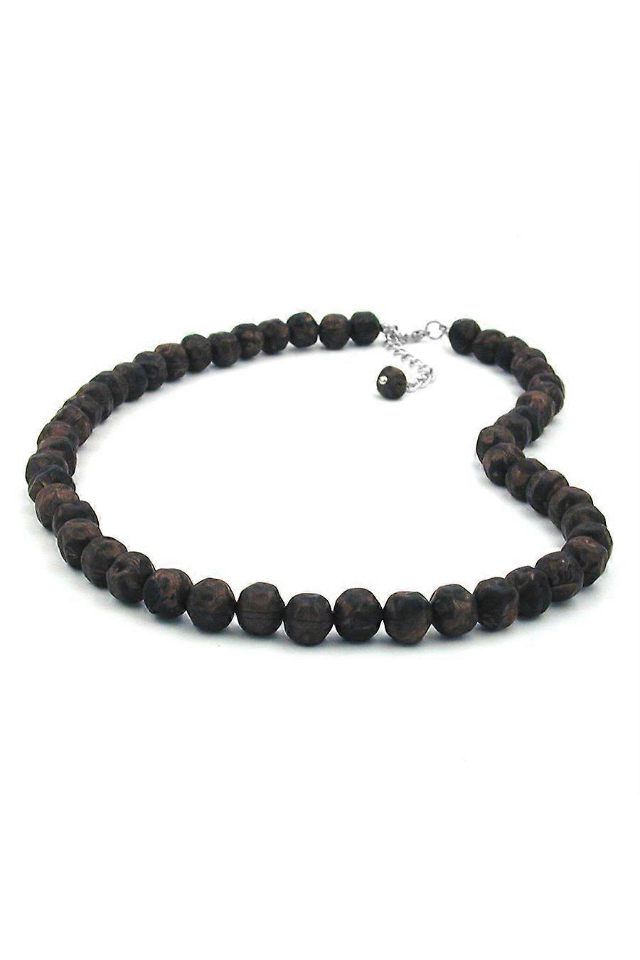 Necklace Baroque Beads 10mm Brown Marbled - Gl02154