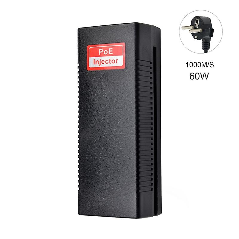 Gigabit 60W PoE Injector Adapter 10/100/1000Mbps IEEE802.3at Draft 4.1