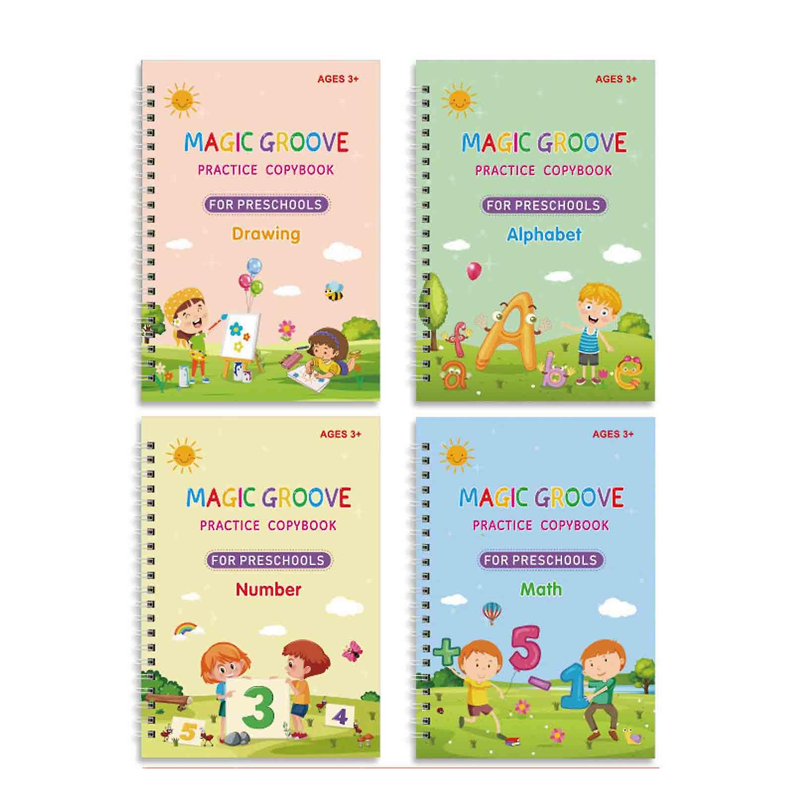 4 Pc Large Reusable Handwriting Practice Book for Kids