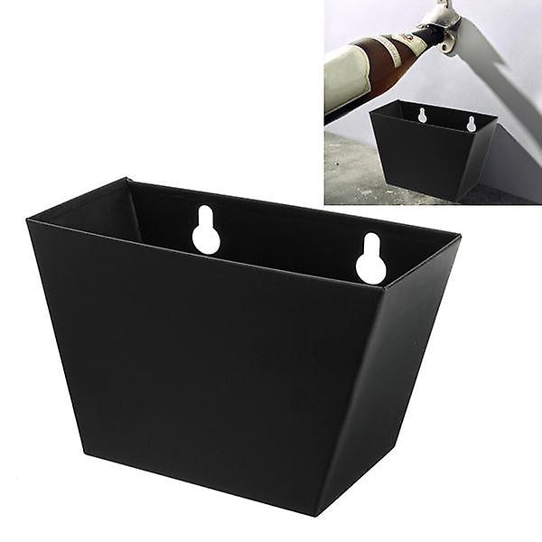 Black Wall Mount Beer Bottle Opener Cap Catcher Box With Screws