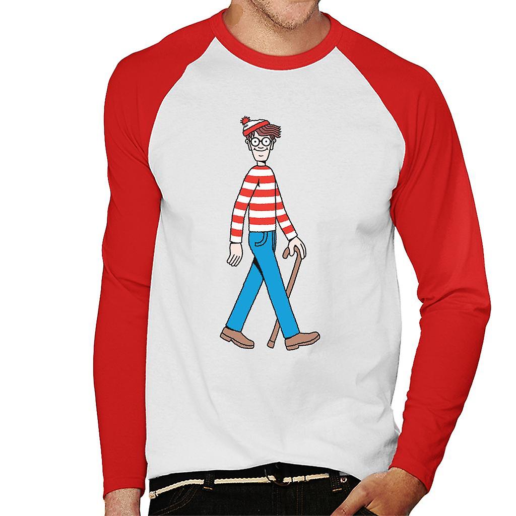 Where's Wally Walking Men's Baseball Long Sleeved T-Shirt