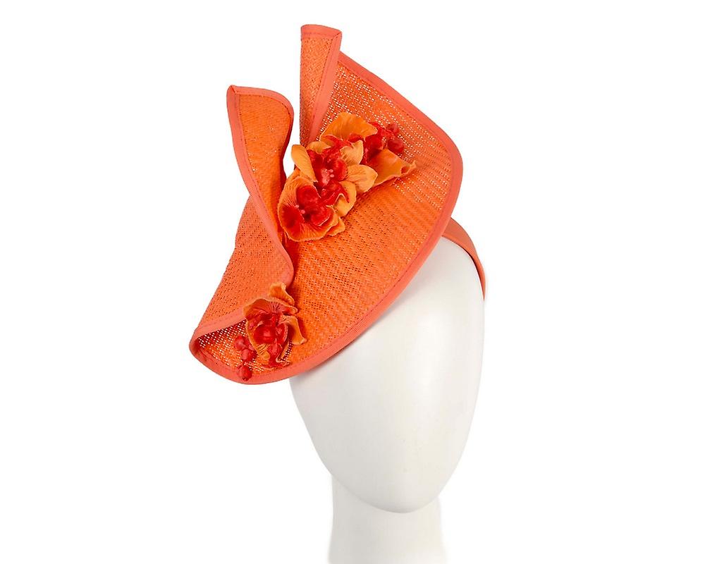 Orange spring racing fascinator with orchid S300OR
