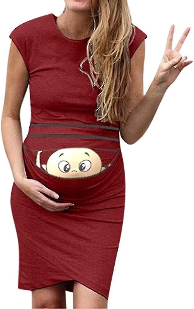 Femmes Imprimer Enceinte Maternité Maternité Accessoires Mignon Bébé Mini Robes