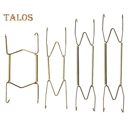 1 Set Metal Plate Spring Hanger with Wall Mount Hook Clear Protector Invisible W-shape Adjustable Round Rectangle Square Ceramic Decorative Plate