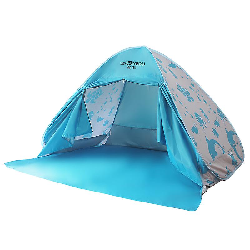 Levoryeou Beach Tent واقية من الشمس على شاطئ البحر في الهواء الطلق والمطر واقية التلقائي فتح بسرعة 3-4 أشخاص المحمولة الصيد التخييم نزهة