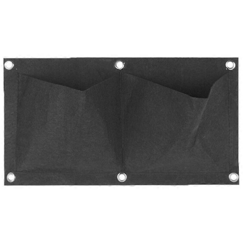 Black 2 Pockets Plant Grow Bag Vertical Wall Mount Balcony Greening