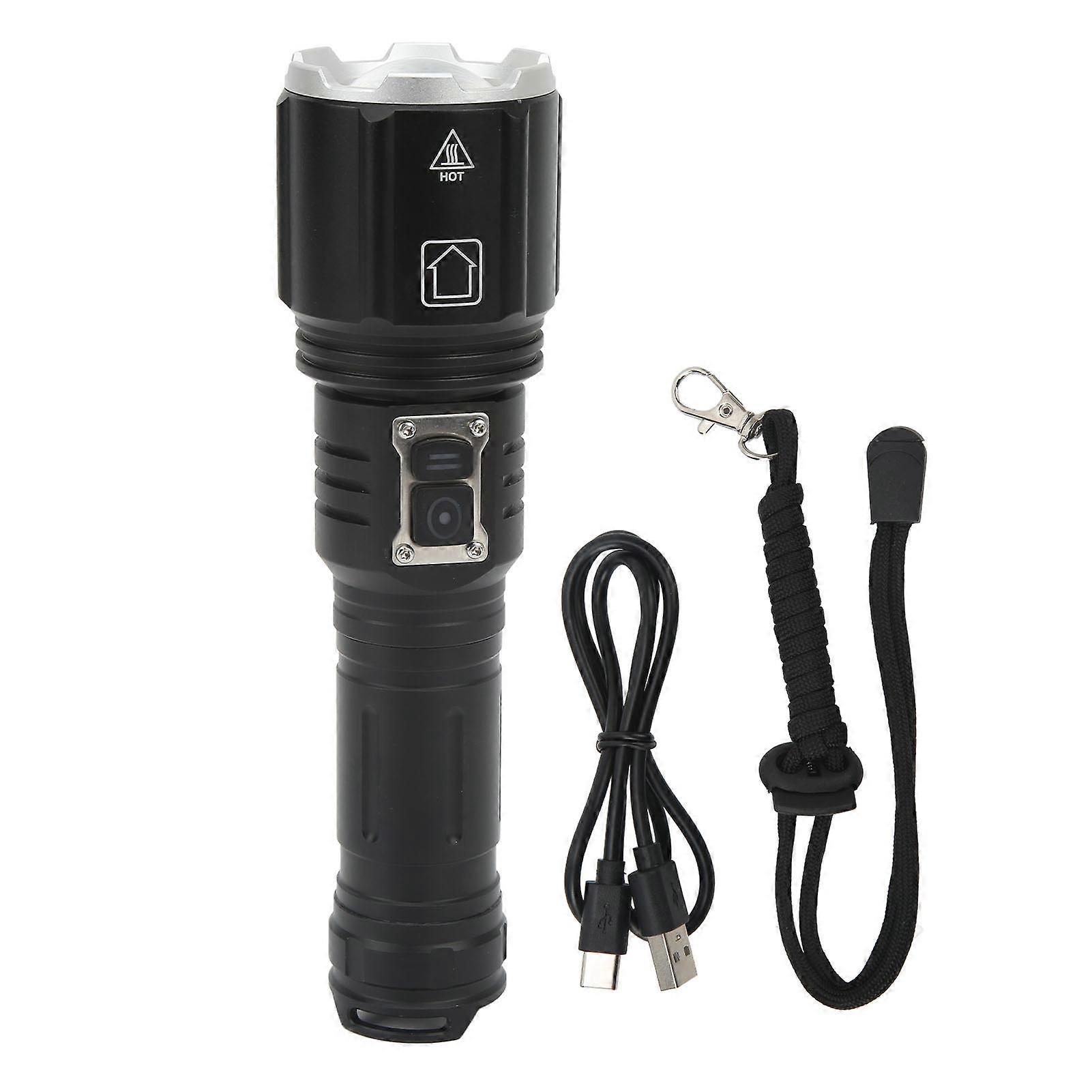 Led Flashlight Super Bright Double Switch Anti Slip Waterproof Type C Usb Charging Flashlight For Outdoor Camping