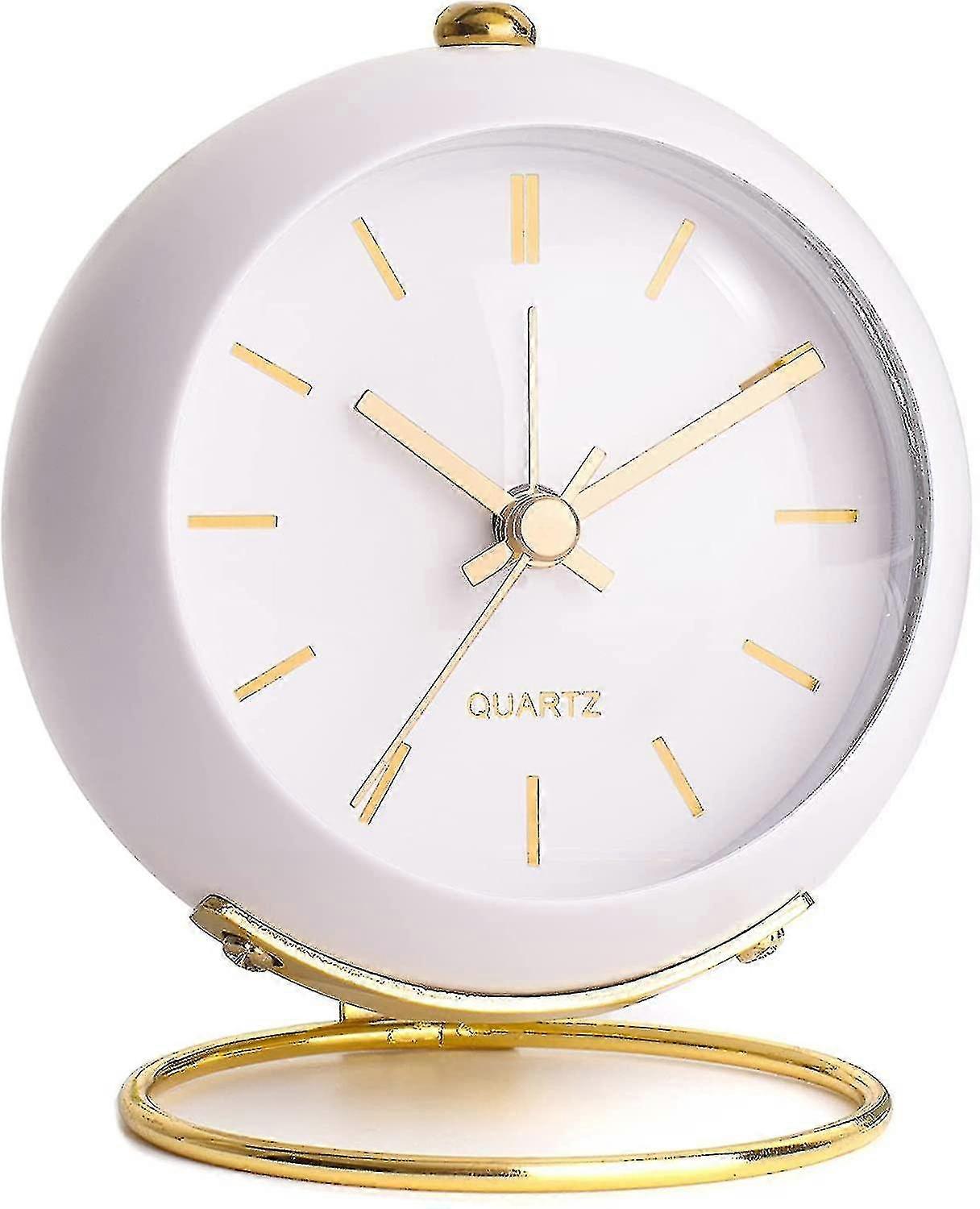 Battery Operated Desk Alarm Clocks With Light,retro Silent No Ticking Analog Small Clock,loud Vintage Table Alarm Clocks For Bedside/bedroom  (blue)-m