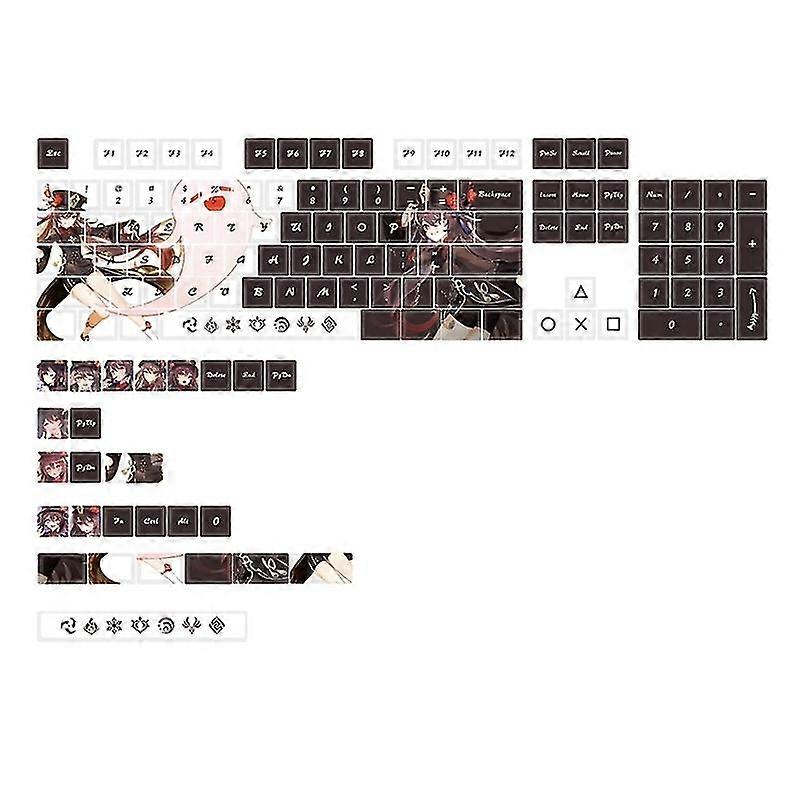 130 Keys DYE-SUB Keycap Cherry Profile Anime HuTao Mechanical Keyboard Keycaps