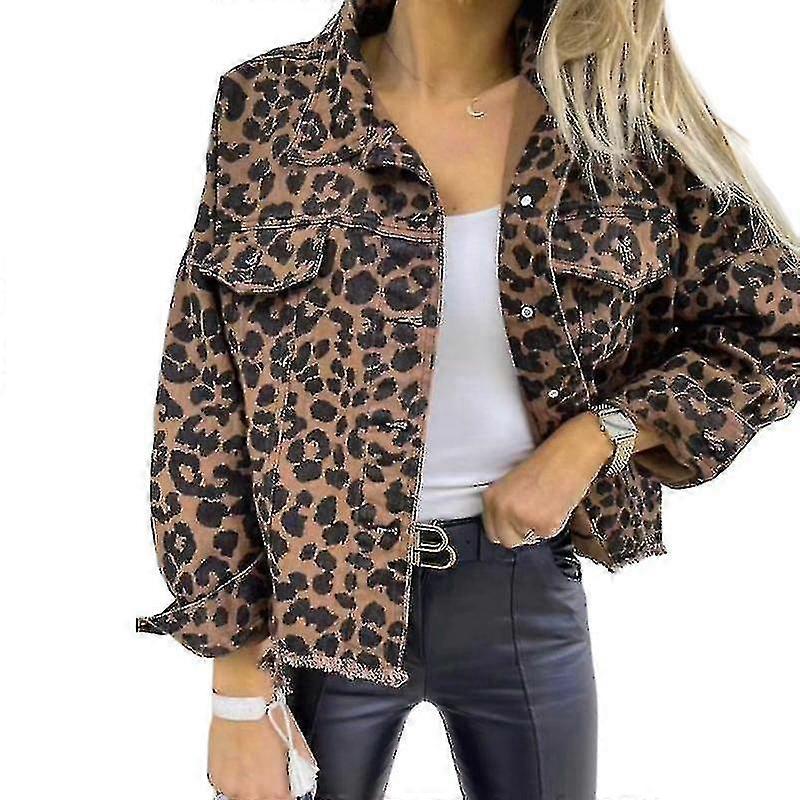 Giacche di jeans leopardate Giacche oversize lunghe corte sciolte e larghe-