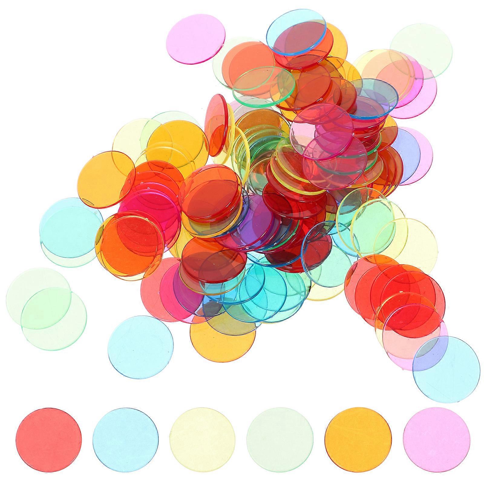 120pcs 19mm Transparent Counters Counting Bingo Chips Plastic Markers Bingo Supplies Pro Count Bingo Chips for Bingo Game Cards (Blue + Red + Yellow +