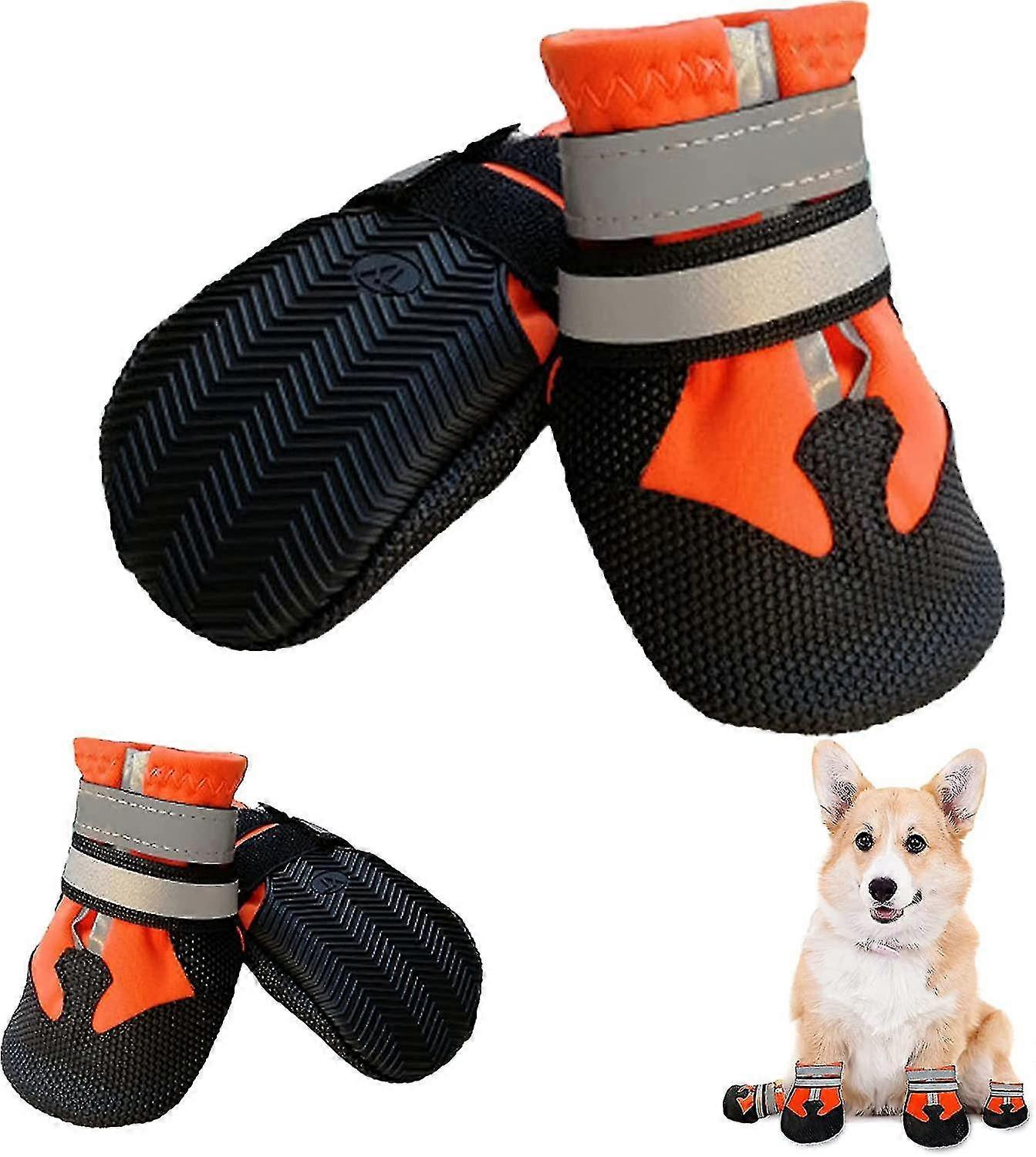 Dog Boots 4 Pcs Waterproof Dog Shoes With Adjustable Safe Reflective Straps Pet Paw Protectors For Dog