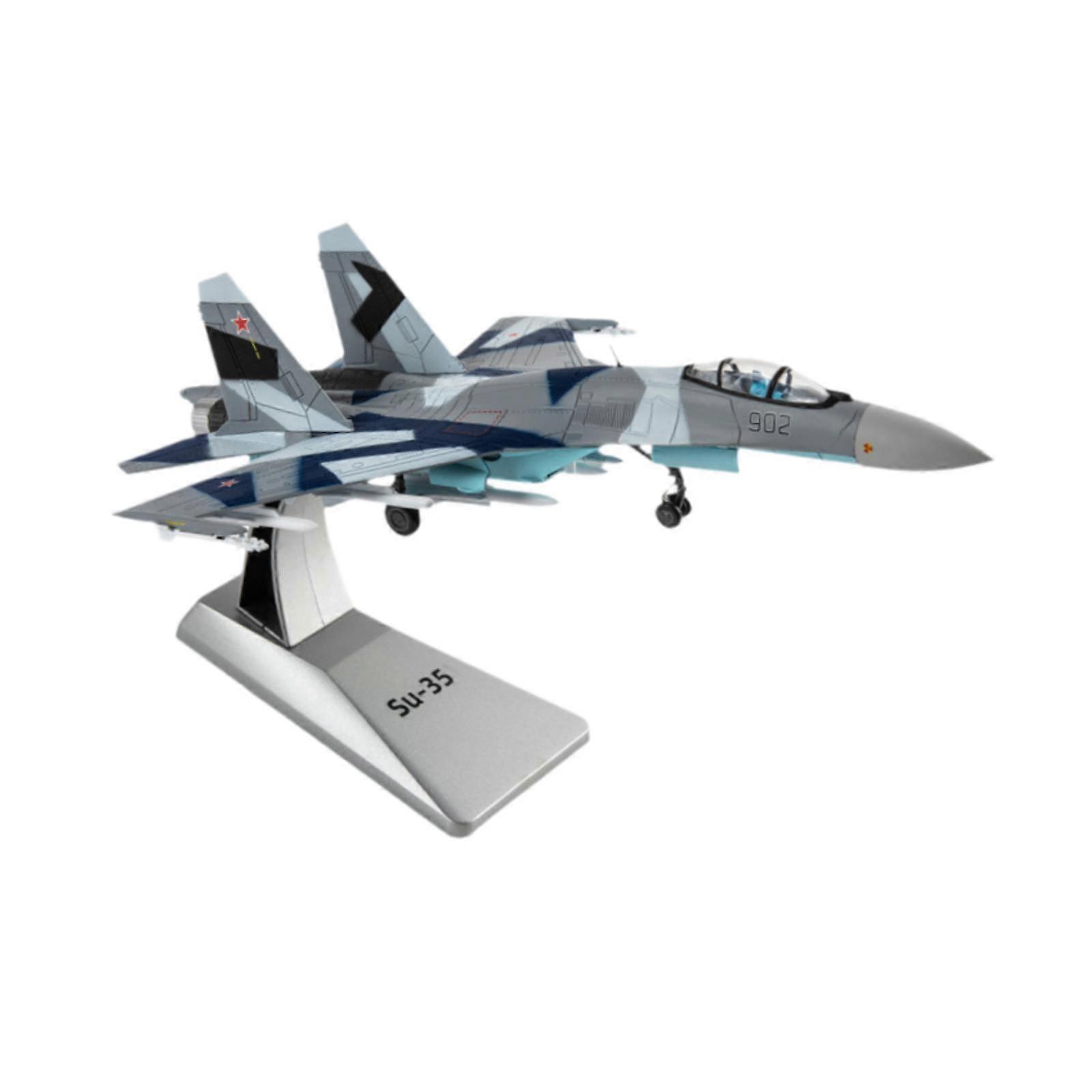 1:100 SU35 Airplane Fighter Aircraft Model with Stand for Cafe Shelf Desktop