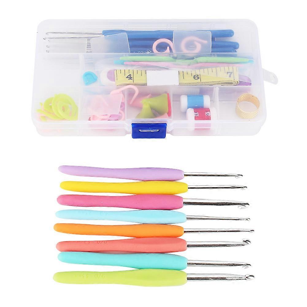 フルセット16サイズかぎ針編みのフック針ステッチ編みクラフトケースかぎ針編みの織り道具縫い