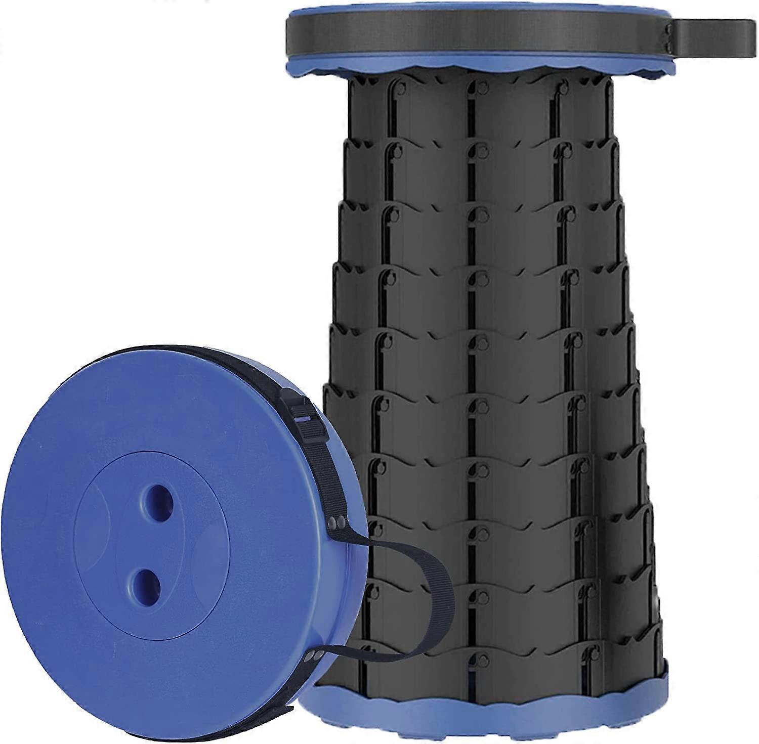 Portable Folding Stool, Maximum Load 220, Telescopic Stool 7 ~ 45 Height Adjustable At 9 Speeds (Blue Camping Stool)