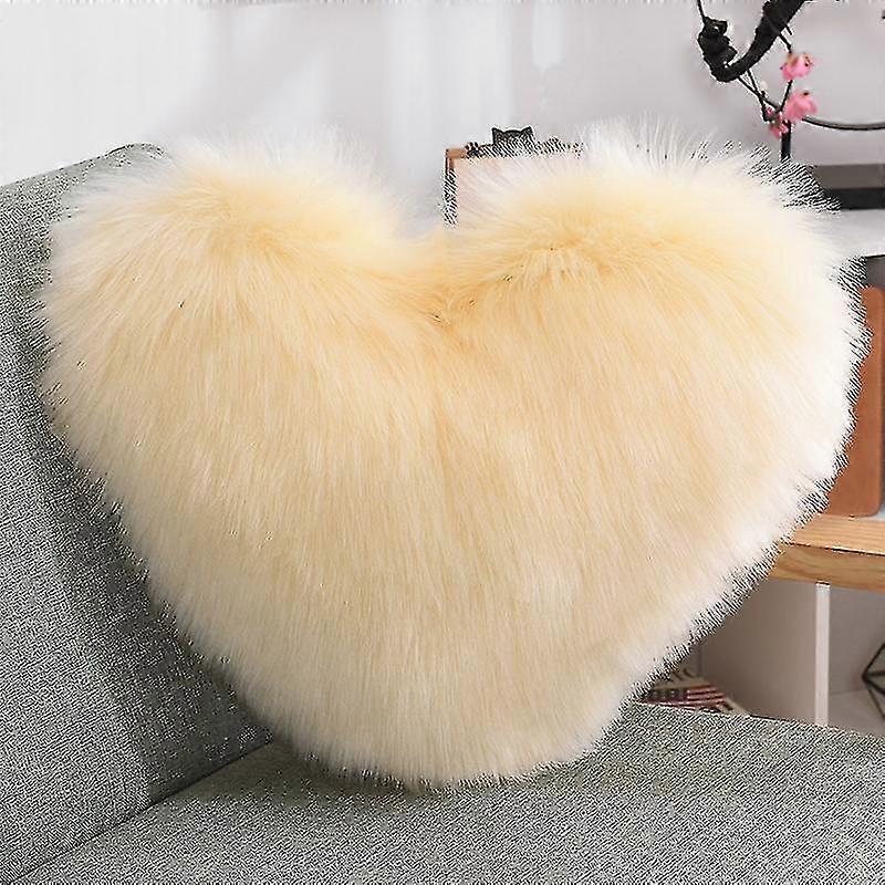 Travesseiro de coração de pele falso decorativo para quarto e sofá 15,7 X 19,7 polegadas