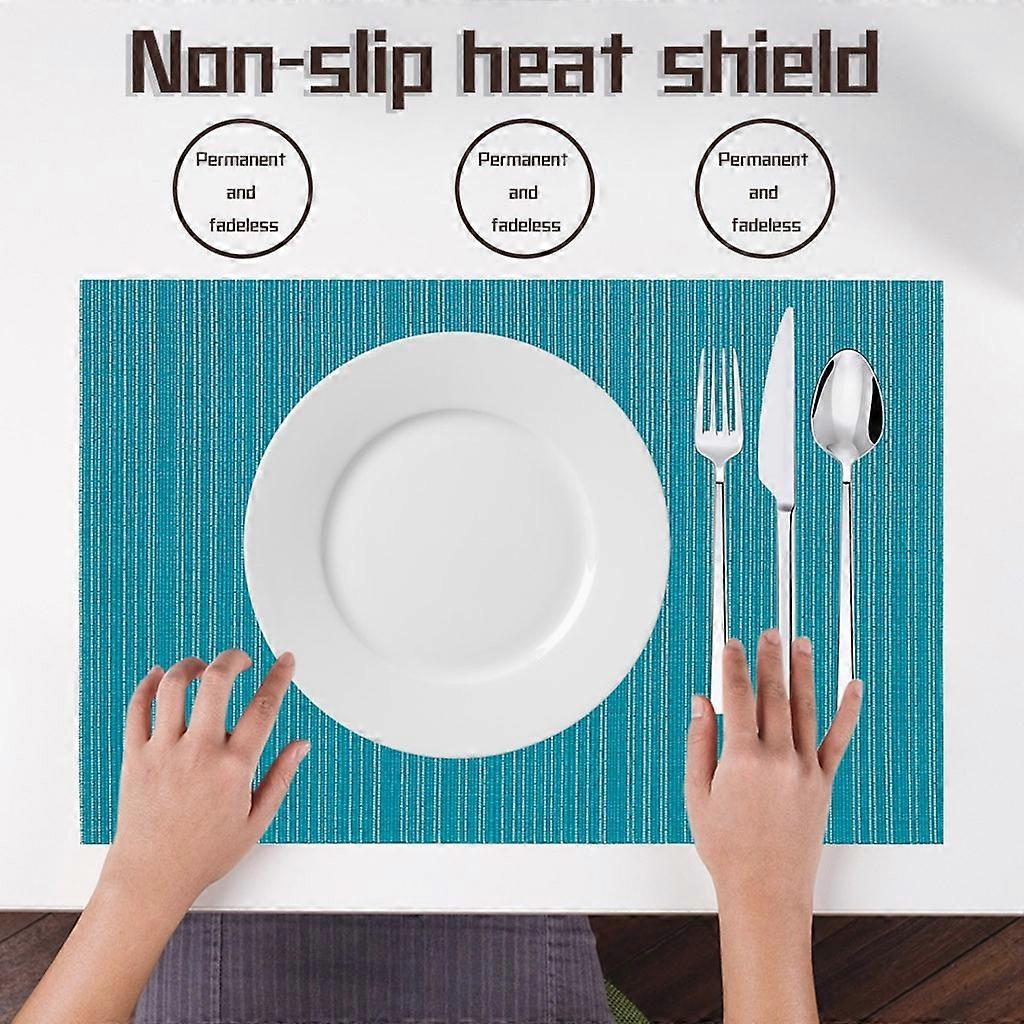 Placemat Green Color PVC Mat Plain Horizontal Stripe Table Mat