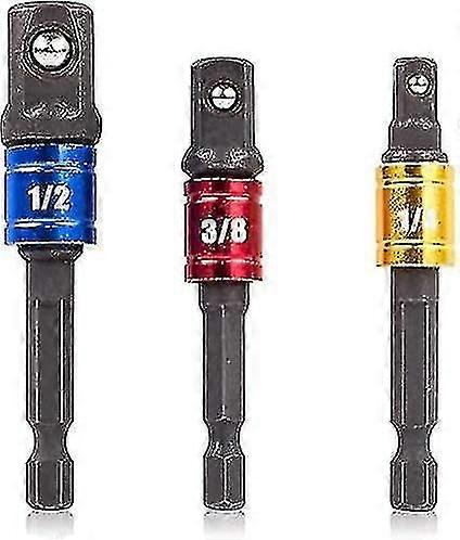 Impact Grade Socket Adapter/extension Set, Turns Power Drill Into High Speed Nut Driver, 1/4", 3/8", And 1/2" Drive, Socket To Drill Adapter For Impac