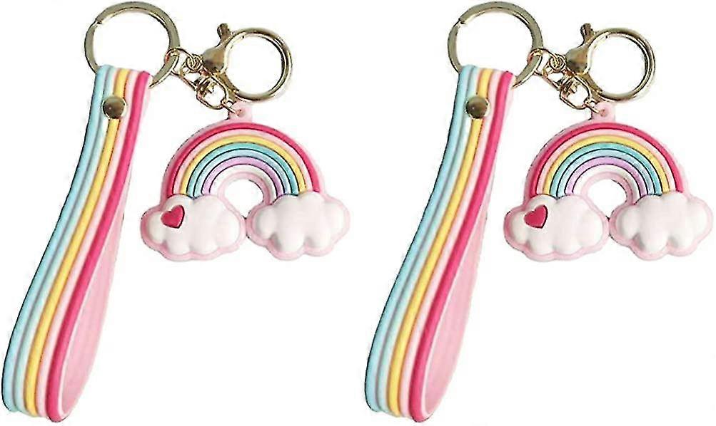 2pcs Rainbow Keyring Pendant Pvc Cloud Key Chain Cartoon Colored Cloud Key Ring Purse Bag Phone Charm Pendant Decoration For Birthday Valentines Day G