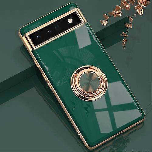 For Google Pixel 6a 6D Electroplating Silicone Holder Phone Case