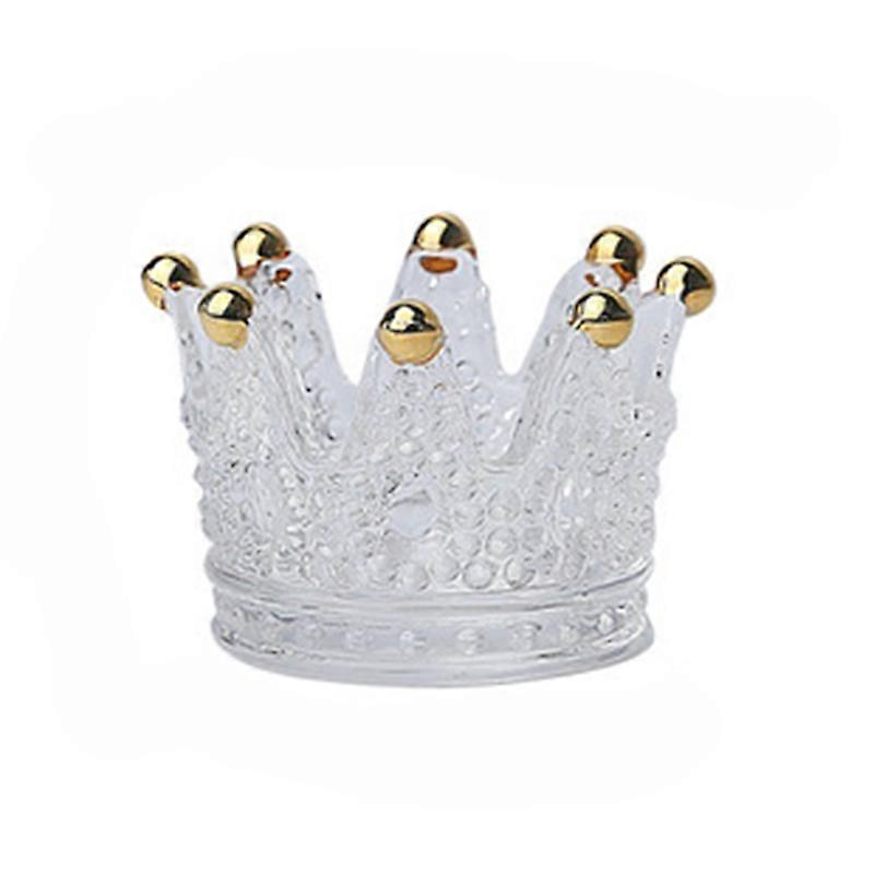 Three-dimensional Storage Tray Decorative Glass Crown Shape Makeup Sponge Holder for Desktop KAESI