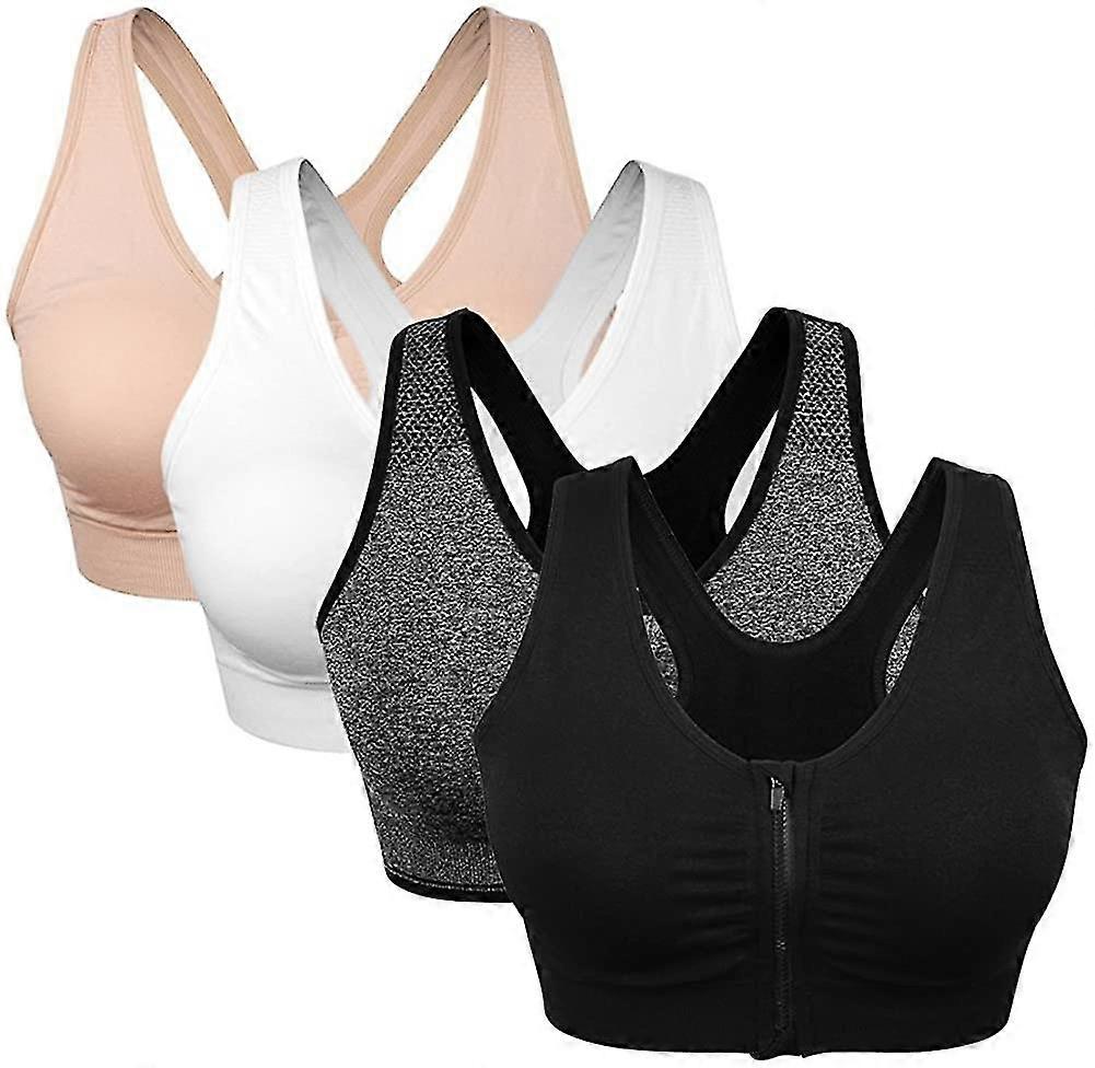 Women's Zip Front Sports Bra Wireless Post-surgery Bra Active Yoga Bras
