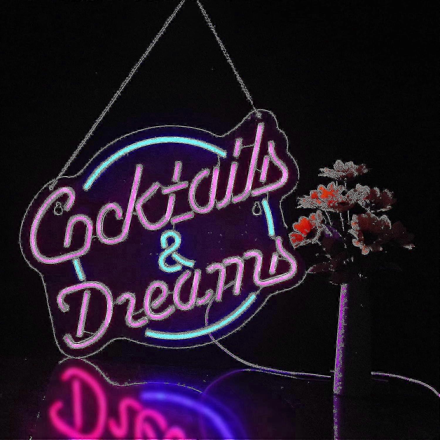 2024 Cocktails And Dreams Neon Sign For Wall Decor Neon Signs With Dimmable Switch Led Neon Signs Bedroom Beer Bar Neon Light Sign Hotel Party Club Of