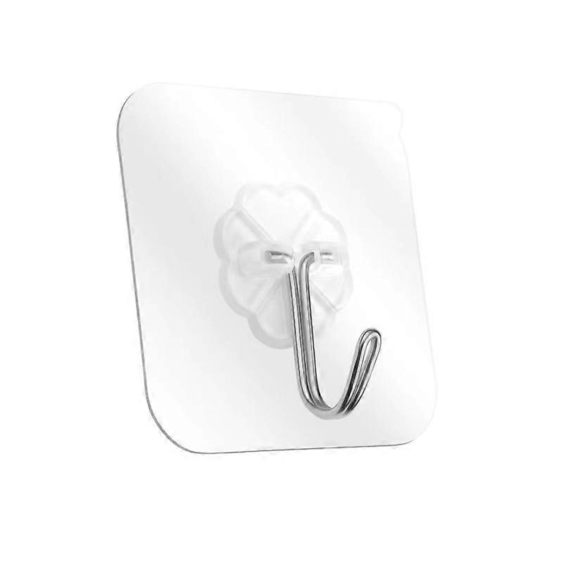 24 Pack Nail Free Adhesive Hooks Wall Hooks 6KG (Max) Transparent Reusable Seamless Hooks Waterproof and Oil Proof, Bathroom Kitchen Towel