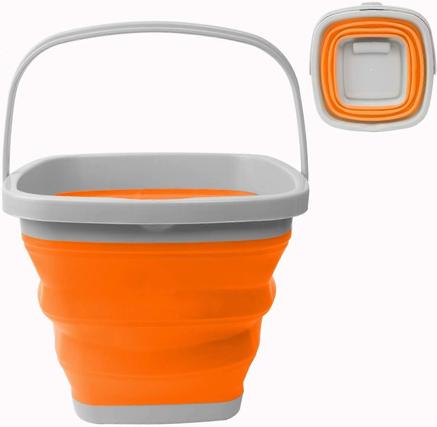 10L Collapsible Bucket with Handle, Foldable Portable Cleaning Bucket Upgraded Version Space Saving,Car Bucket,Outdoor,Garden,Camping,Fishing Square