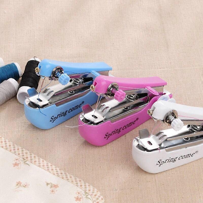 Portable Handheld Sewing Machine Mini Manual Cordless Stitching Machine for Clothes Fabrics DIY Needlework Handy Stitch Tools