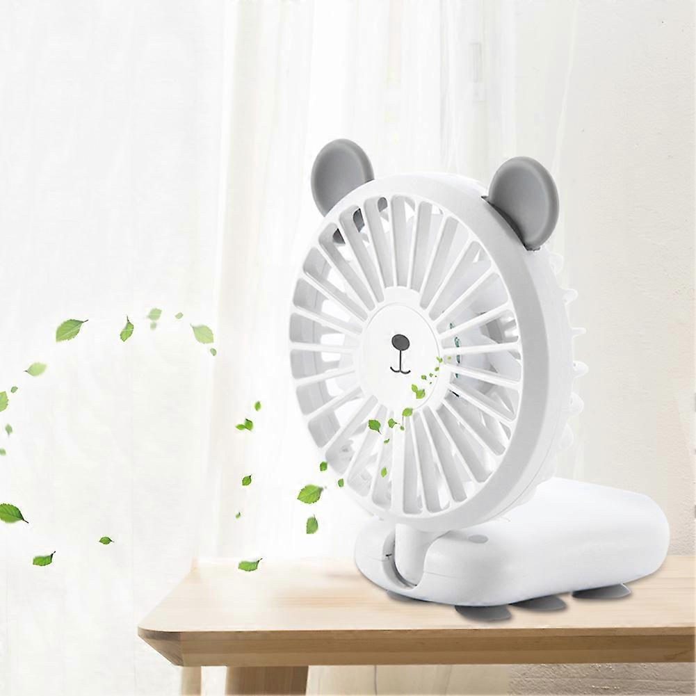 1Pc Mini Desktop Fan USB Rechargeable Small Nightlight Fans Wind Adjustable(White)