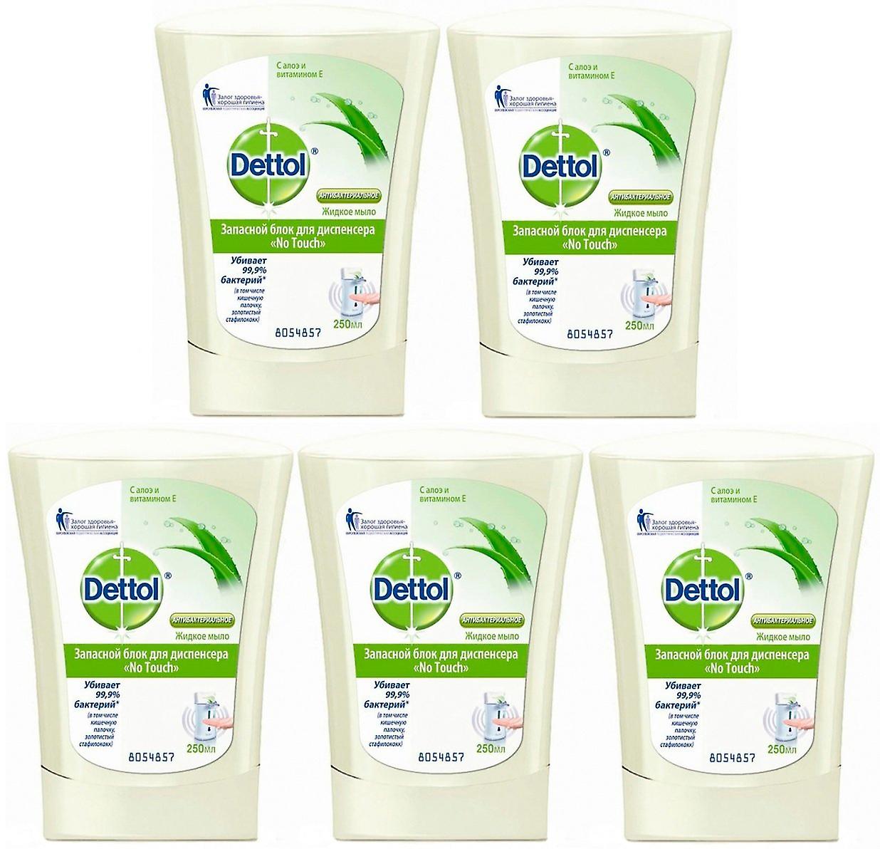 5 x 250ml Dettol No Touch Antibacteriële Handzeep Navullingen - Aloë Vera