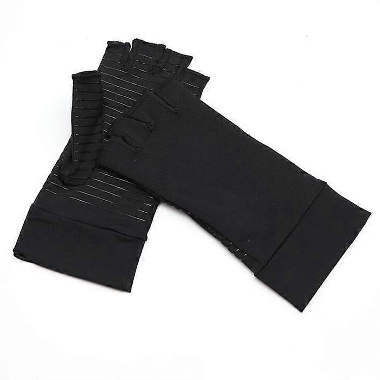 Anti arthritis pain relief finger compression gloves - 1pair BlackS