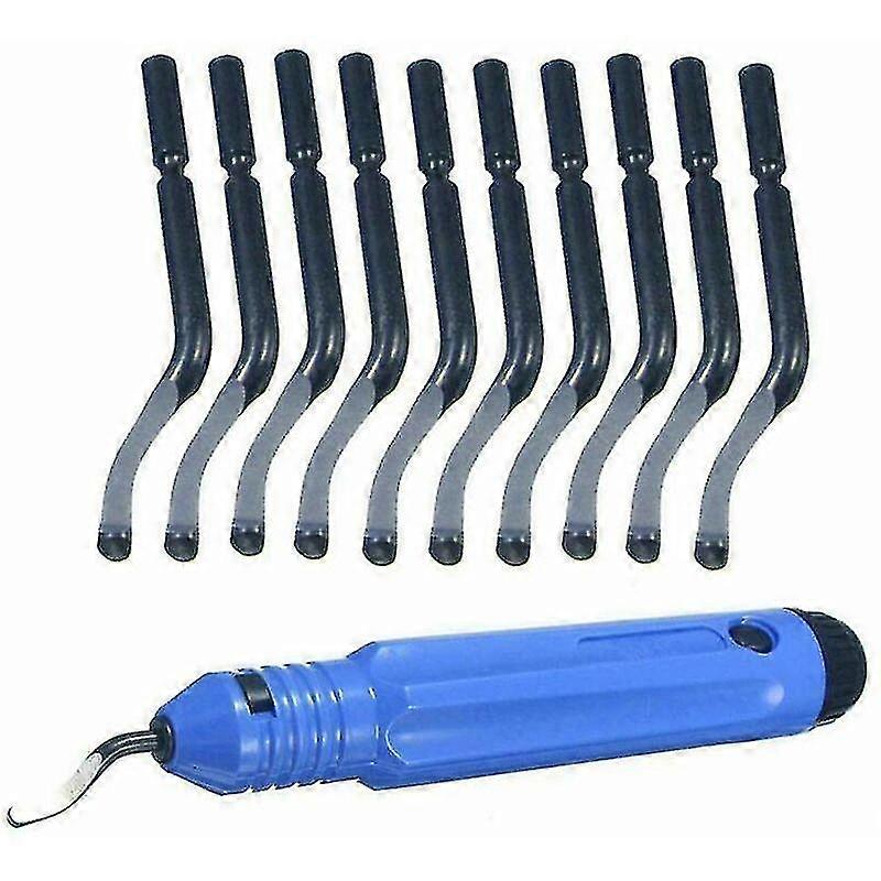 Deburring Tool, Hand Deburring Tool Set, Handle With One Blade 10 Burr Scrapers, For Wood, Plastic, Aluminum, Copper And Steel, Cutting Tool