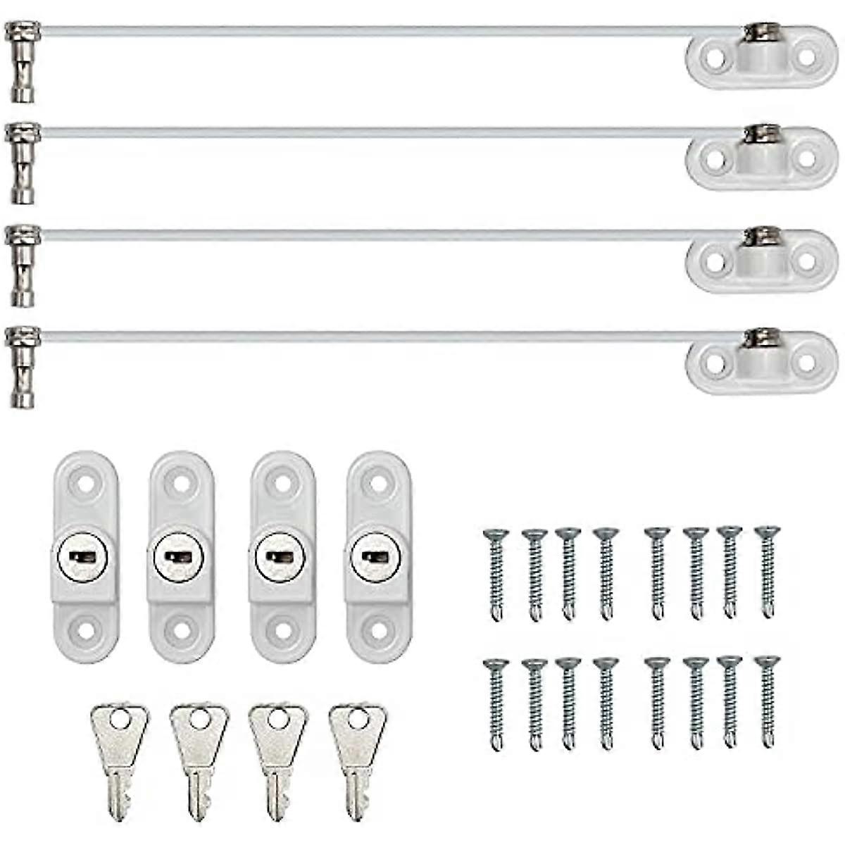 4 Pcs Window Restrictor, Window Restrictor Locks, Baby Security Window Locks, with Screws Keys, for Baby Children Safety Perfect for Home Public and C