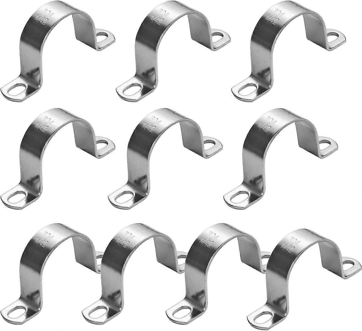 TOP-VIGOR 8x Edelstahl Rohrschellen (40mm, 2 Löcher) – U-Halterungen Für Rohre, Kabel, Schläuche (304 Edelstahl)